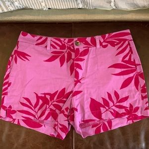 Purple linen with red palms.